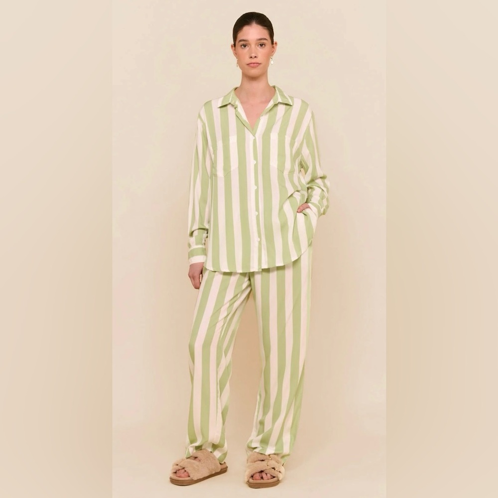 Piyama Marlon Long Pajama Set - Stripe - Margarita